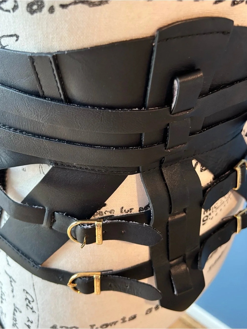 HERVE LEGER STRAPPY LEATHER HARNESS BELT